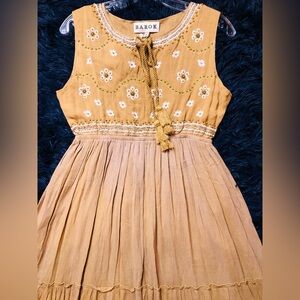 NWT Barok Paris High Waist Beades Bodice Maxi Layered A-Line Dress. Size S